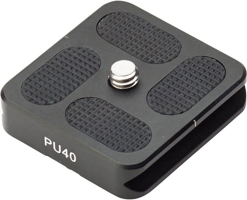 Benro PU40 Universal Arca-Style Quick Release Plate, 40 Ã— 38 Ã— 10 mm Solid Aluminum Construction with Anti-Twist Rubber Inlays for Tripods and Support Systems (PU40)
